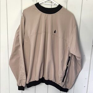 Green Trail Pullover Nylon Fishing Sporting Jacket Men’s Size Medium Retro Beige